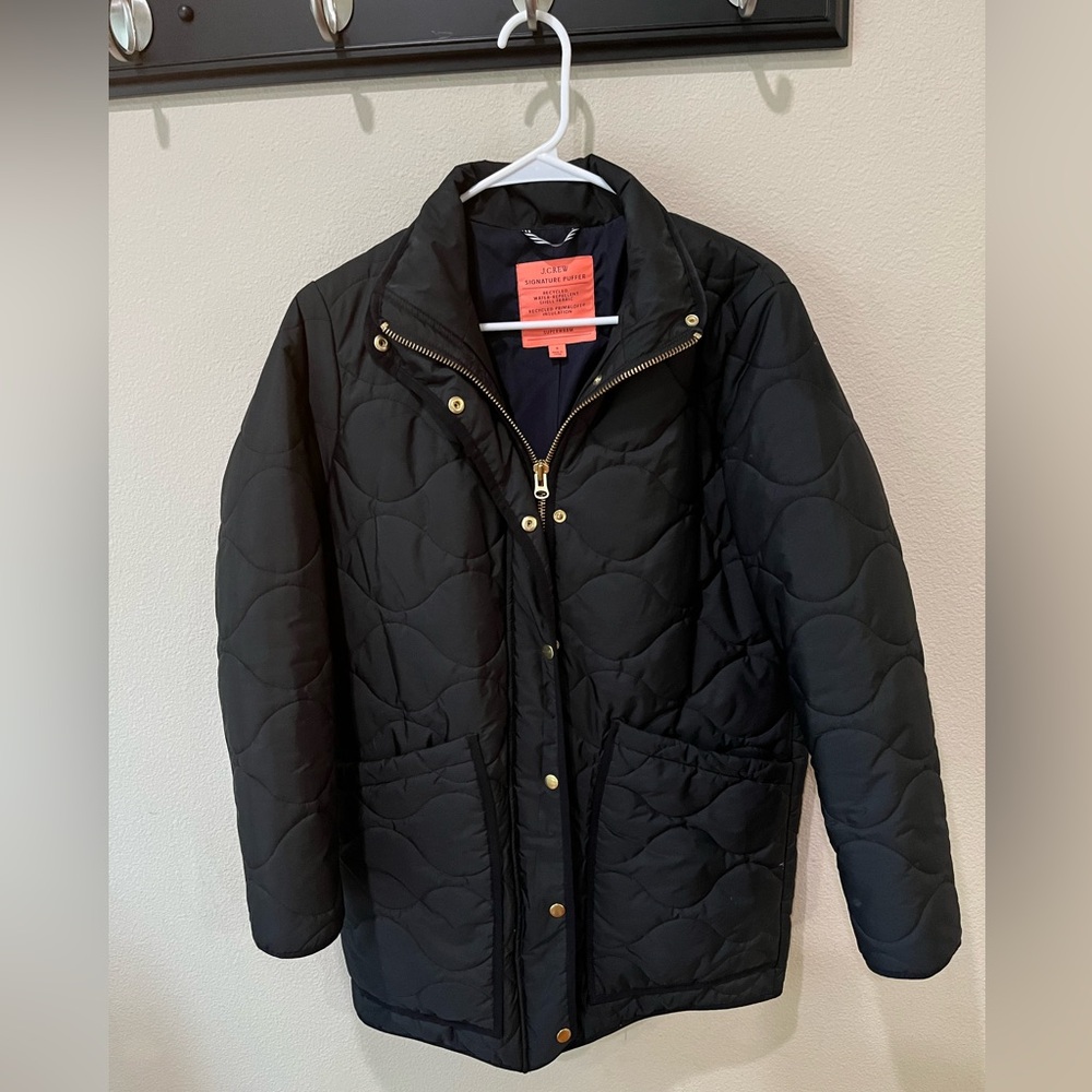J. Crew quilted cocoon signature puffer jacket primaLoft size small women black
